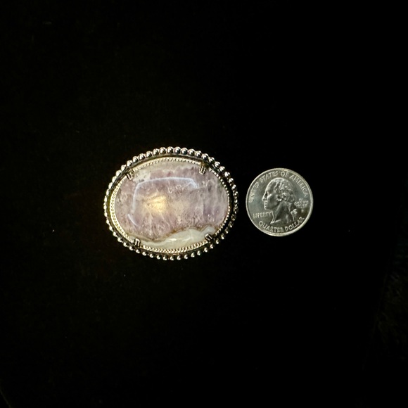 Silver and Purple Stone Brooch - Picture 3 of 3